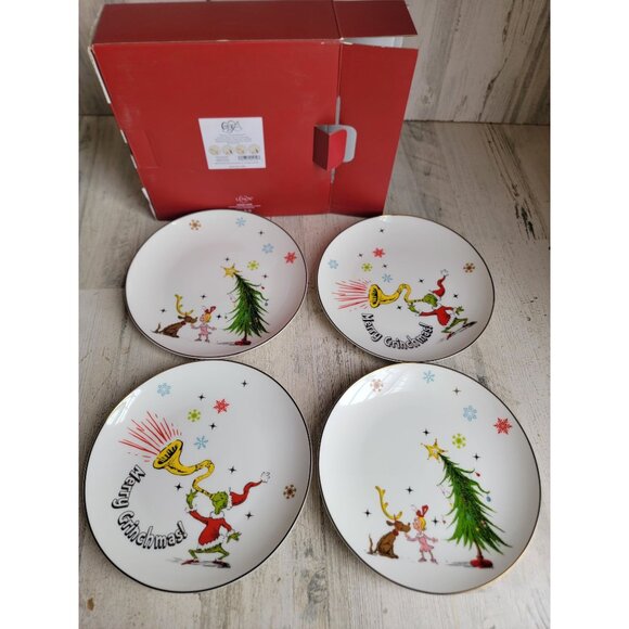 Lenox Merry Grinchmas Accent plates salad Xmas set Cindy lou - Picture 1 of 6